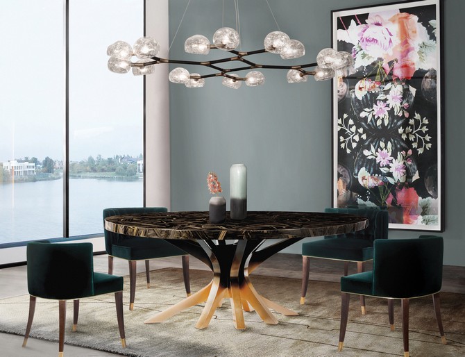 CONTEMPORARY GLAMOROUS DINING ROOM RUGS