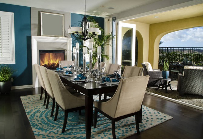 CONTEMPORARY GLAMOROUS DINING ROOM RUGS