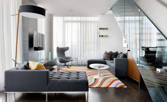 When a modern armchair meets a Contemporary Rug