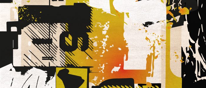 modern urban rug with black and white and a touch of orange, inspired by street art the graffinesque is one-of-a-kind.