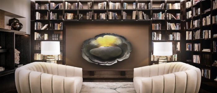 Modern Contemporary office with Macushi Rug & Apache Table Light