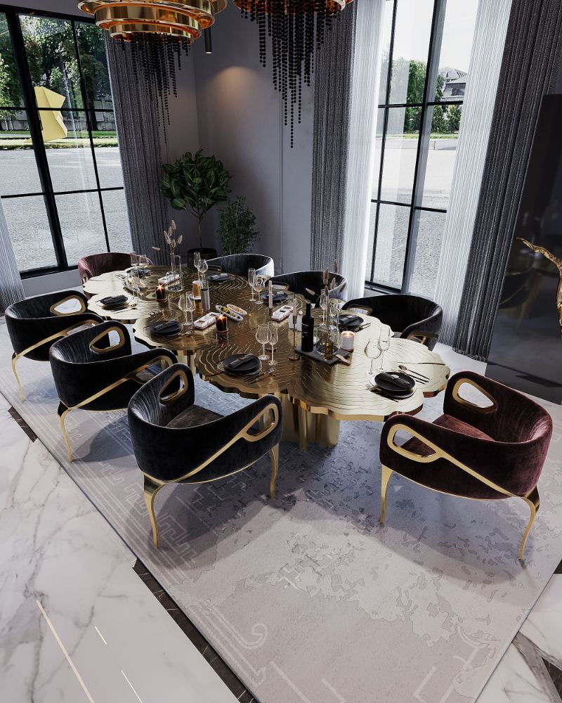 Which Type of Dining Room Rug is the Best for you? Modern contemporary Dining room with the area Ruin Rug