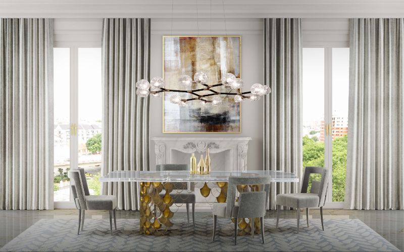 Which Type of Dining Room Rug is the Best for you? Modern Dining room with Rectangular area rug with original design