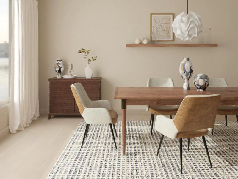 Area Rugs: How to Create A Luxurious Dining Room With Them modern contemporary dining room with  black and white area Rug