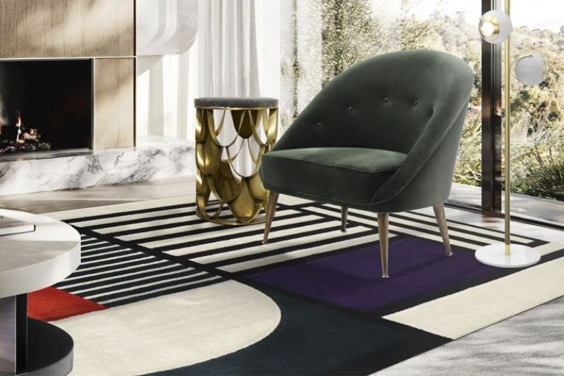 Urban Modern Rugs Add A Pop of Color To Your Living Room modern contemporary living room with Prisma I Rug