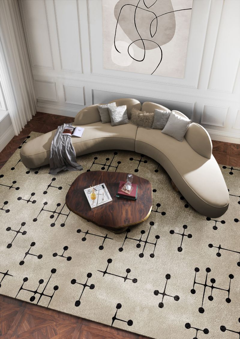 MODERN LIVING ROOM WITH UMLAZA DECORATIVE RUG,, area gray rug