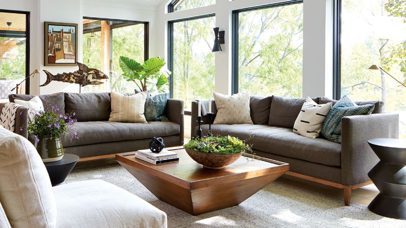 contemporary living room in tones of gray