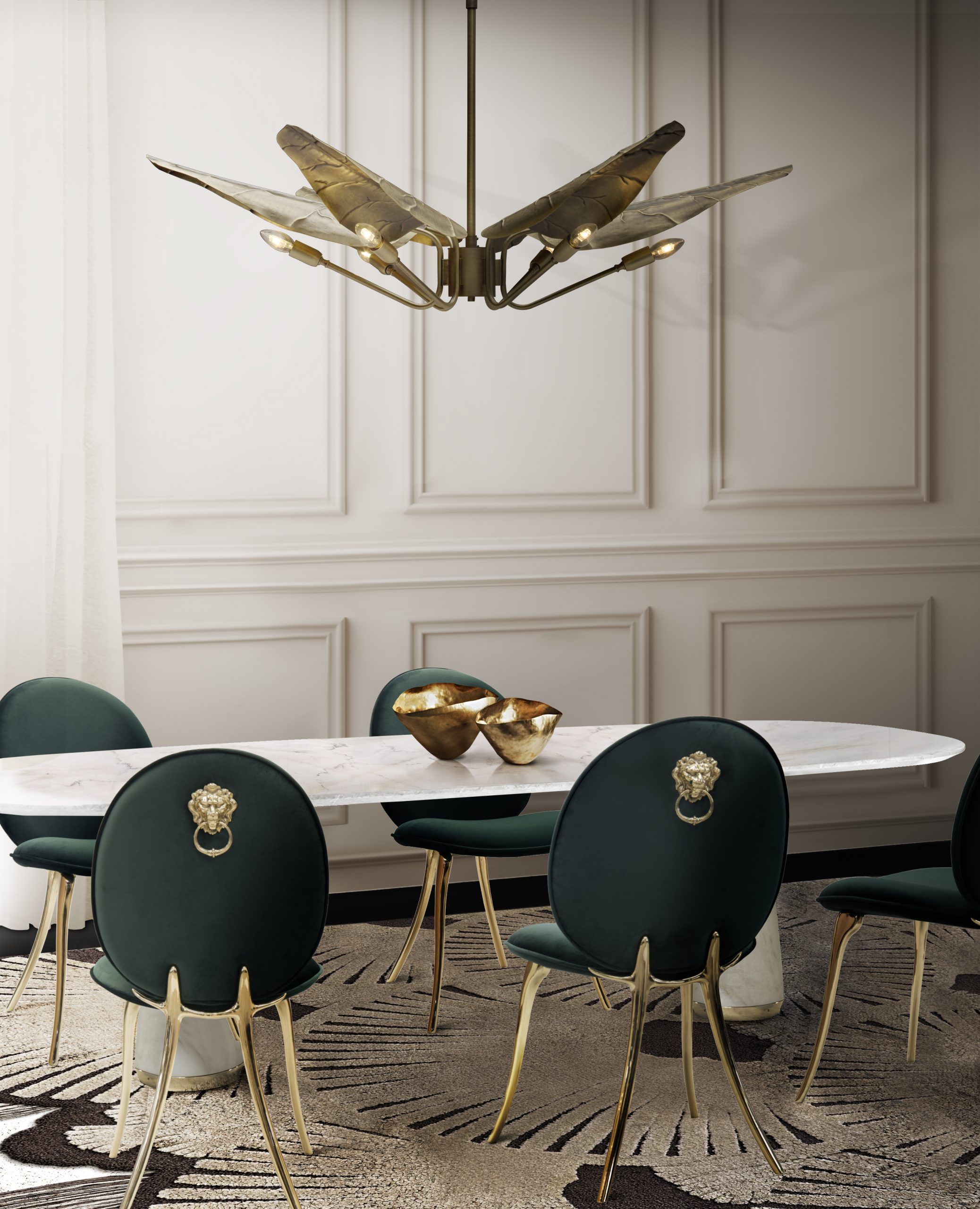 Modern classic dining room with Dêco Rug aith soleil dining chairs and agra Rug