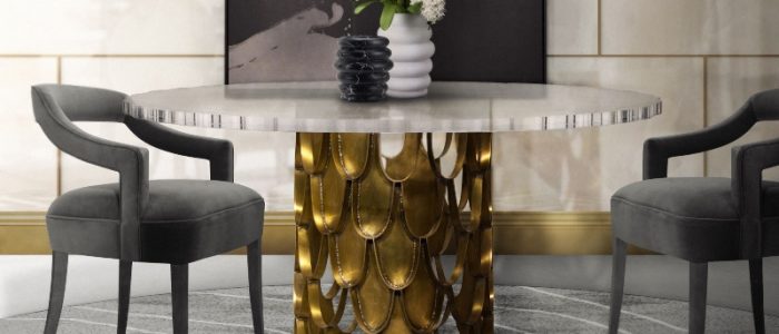 dining room with warao rug and koi round table