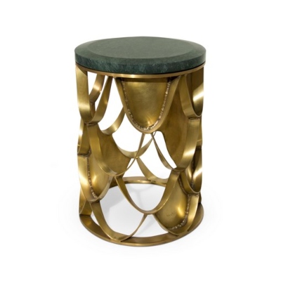 koi round side table in gold brass
