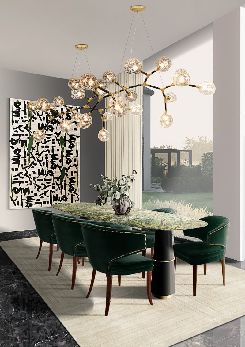 Modern contemporary dining room with INKAHOLIC RUG and White garden rug