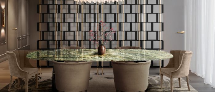 luxurious dining room with NEPTUNO RUG