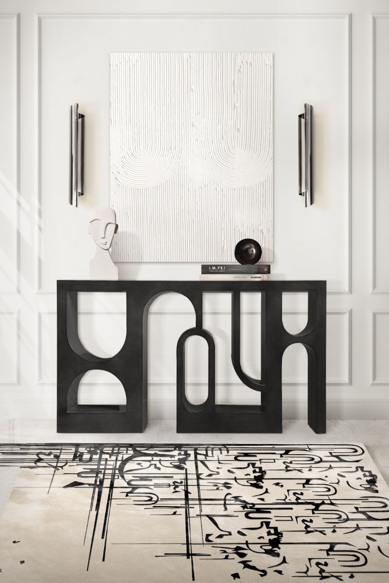 Hallway Tapestry: Unique Modern Rugs black ink Rug