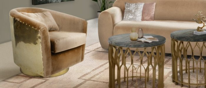 living room in neutral tones with the Terracotta Rug