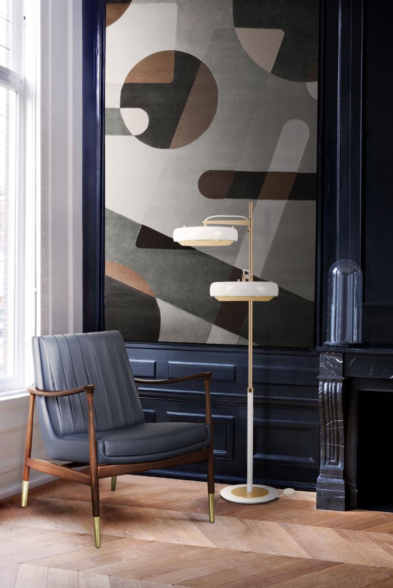 Gray mid-century wall rug with round shapes and different shades of gray. Mid-century Carpet Ideas: A Curated Selection of Rugs