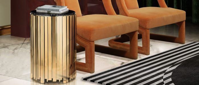 modern contemporary living room with black and white rug