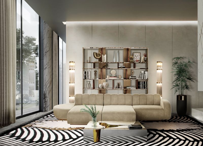 stylish modern contemporary living room with a black and white rug. The Best Modern Living Room Rugs To Tie Your home Interior Together