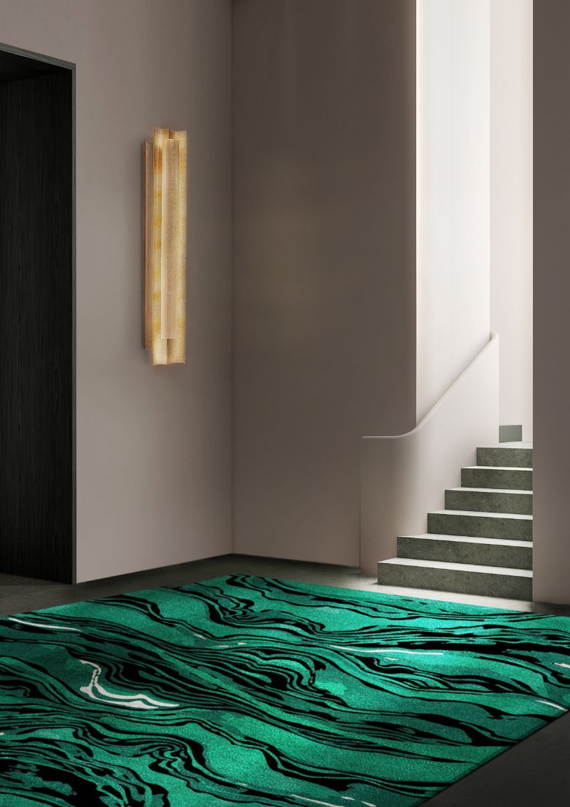 Modern hallway with green rug. The Most Popular Green Area Rugs for 2022