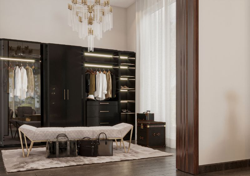 Elegant bedroom closet with a sophisticated feeling