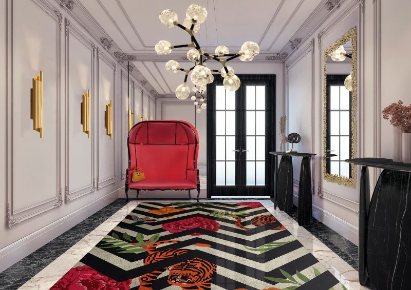 hallway rugs: modern classic hallway with fabulous savana rug, a nature inspired rug
