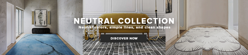 neutral collection banner, modern rugs and decor