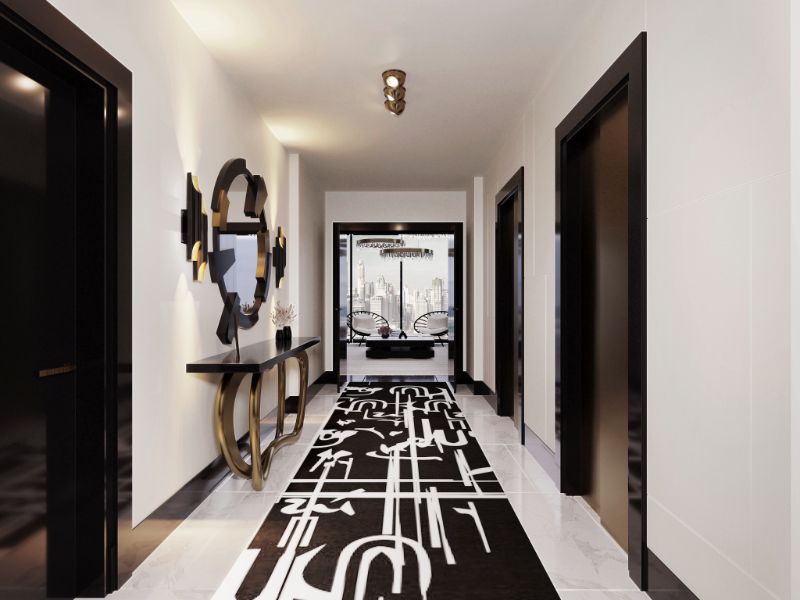 Personalize Your Own Interior Design With Bespoke Rugs - Black and white runner rug for hallway