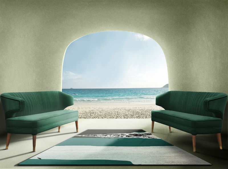 Personalize Your Own Interior Design With Bespoke Rugs-  vibrant green rug with stunning view