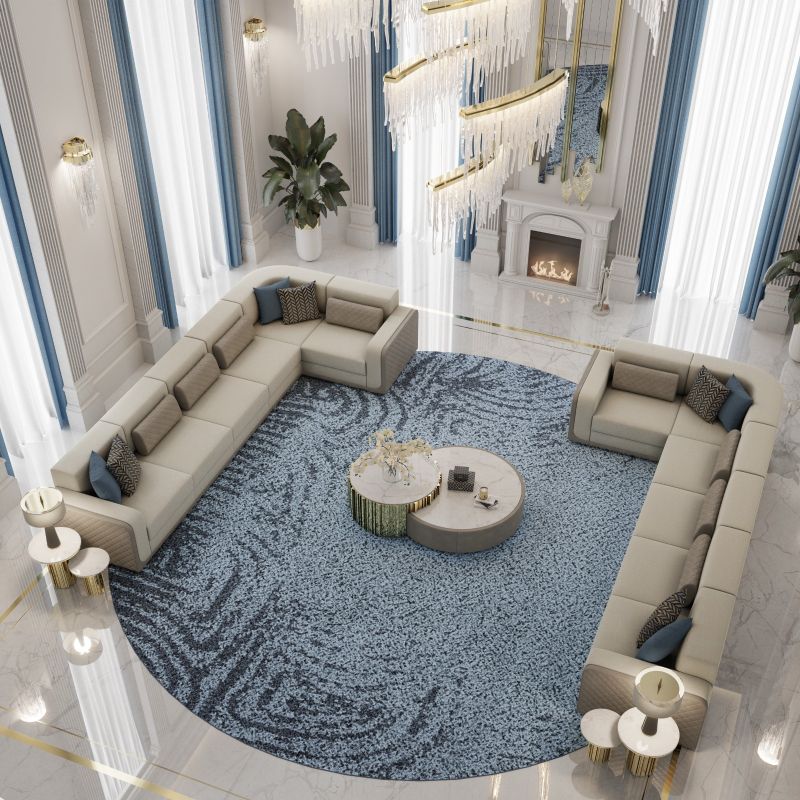 The Best Carpet Design For Living Room. Modern contemporary living room with round blue rug