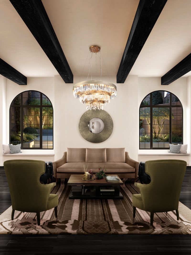 Where to Find The Perfect Carpet Design For Living Room. Modern contemporary living room with green area rug