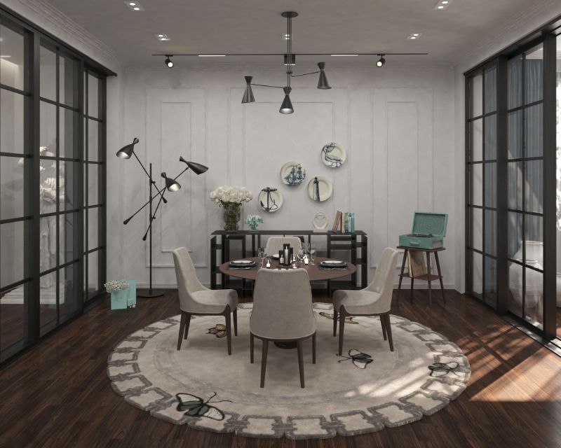 dining room rugs with round neutral rug for a cozy room.