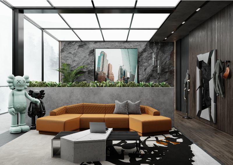 12 Rug Styling Ideas You Should Consider For Your Home. modern contemporary living room with urban rug inspired by metropolitan life