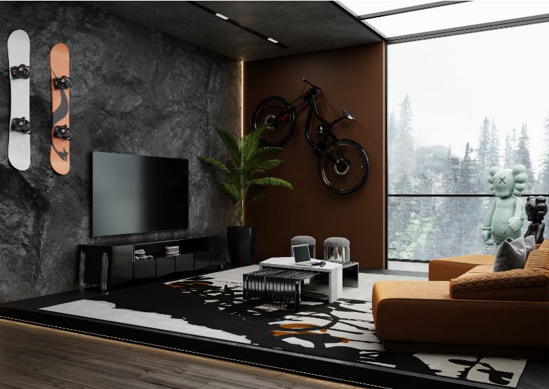 12 Rug Styling Ideas You Should Consider For Your Home, Modern living room with a area rug in a urban style