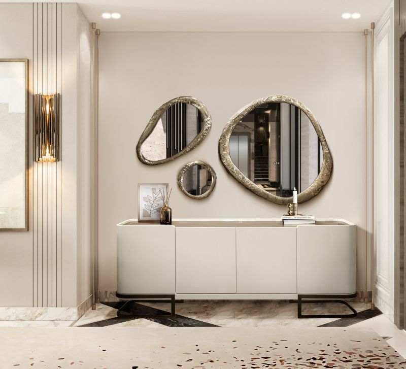 mirror for the living room with beige neutral hues