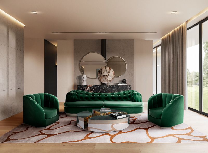 mirror for the living room for modern midcentury decor with neutral rug