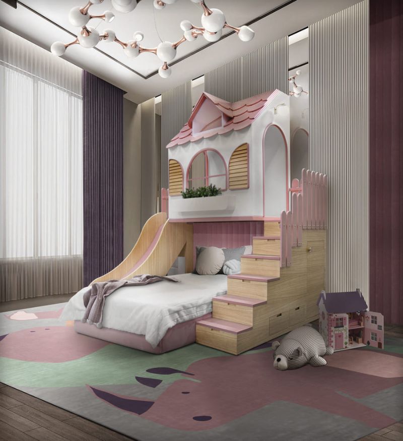 bedroom rug ideas for kid's bedroom with neutral hues