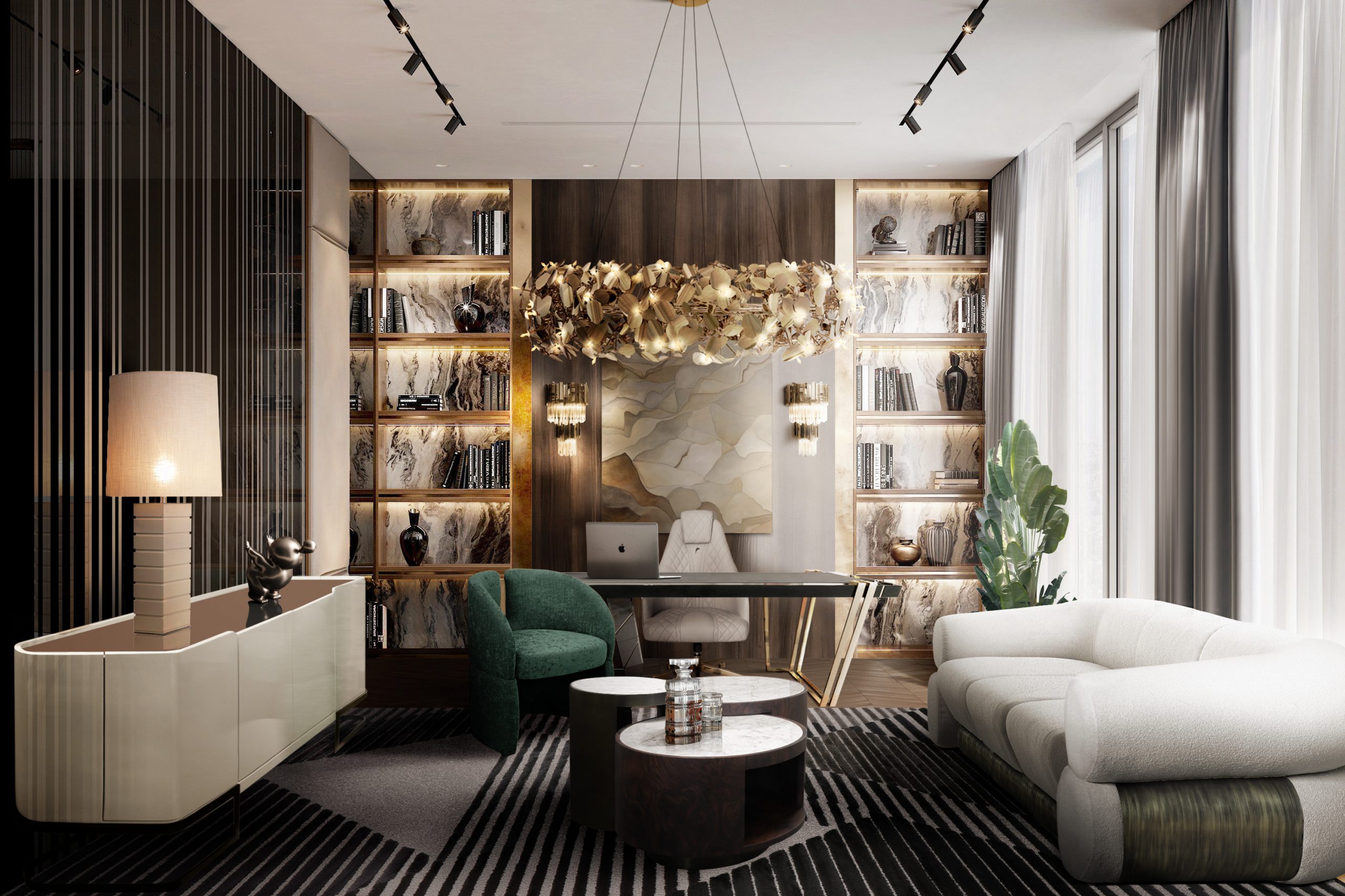 Luxurious office decor with geometric Air Rug - Luxury Office Design: Trendy and Contemporary Rugs